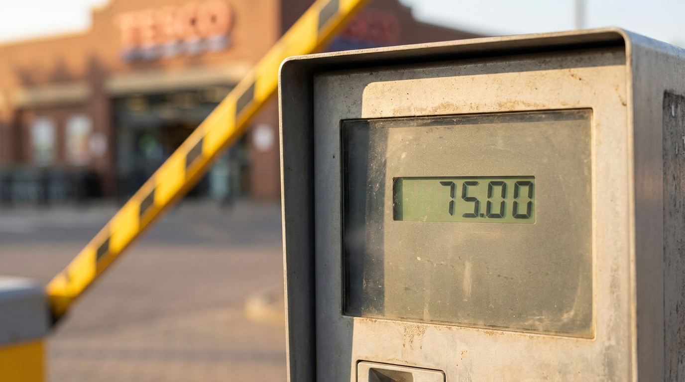 Écran de terminal de paiement sur un parking