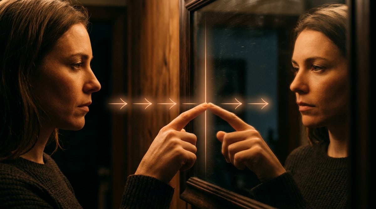 Illustration de l'inversion avant-arrière dans un miroir