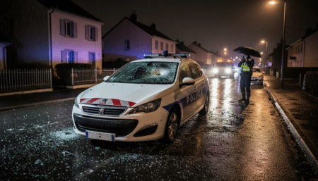 Voiture de police municipale endommagée après le guet-apens