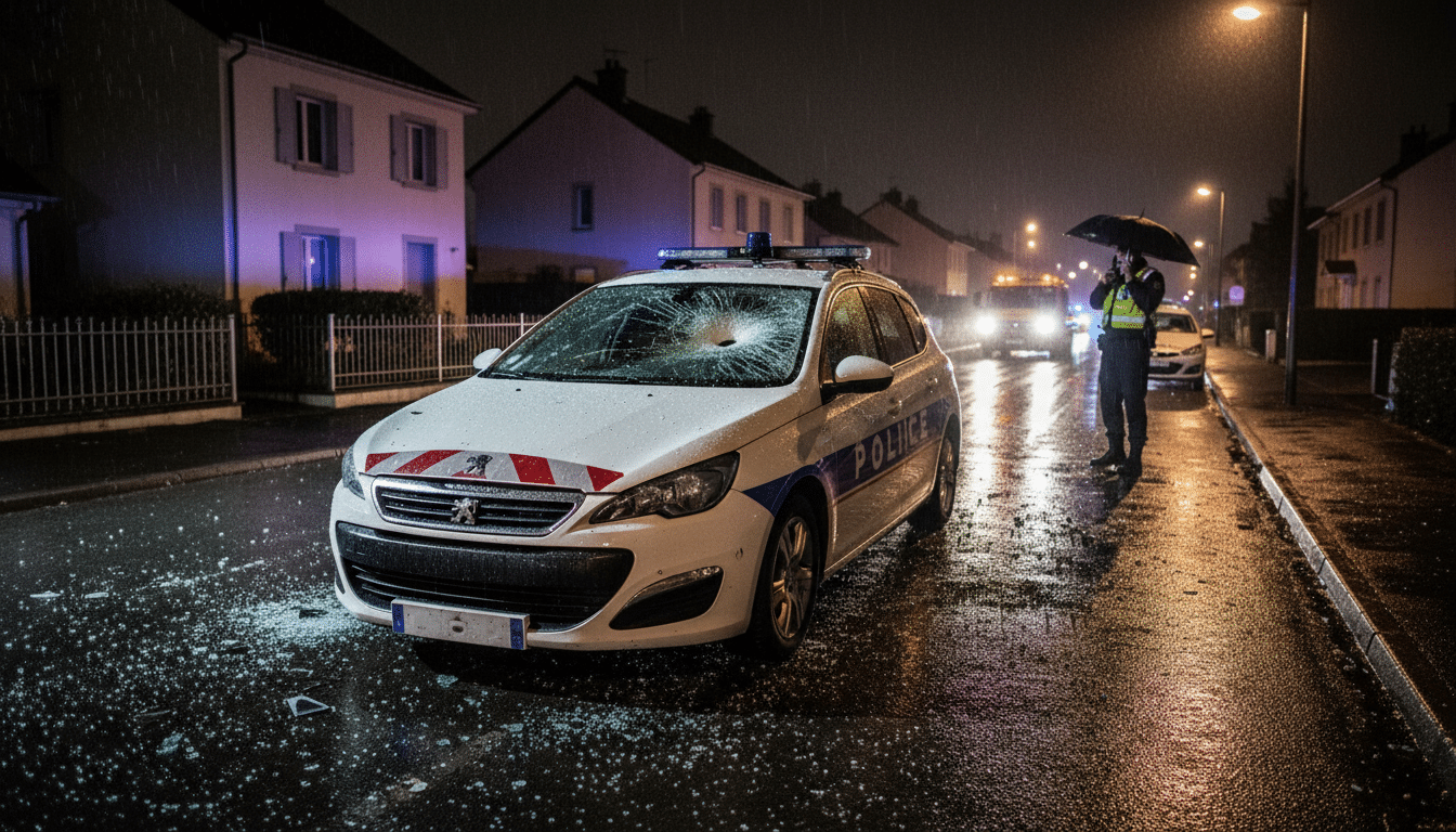 Voiture de police municipale endommagée après le guet-apens