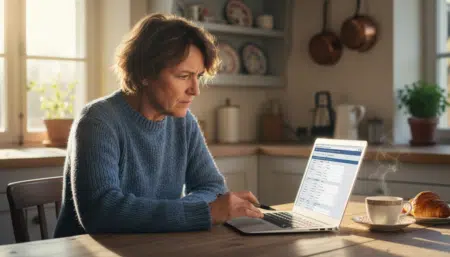 Contribuable remplissant sa déclaration d'impôts en ligne