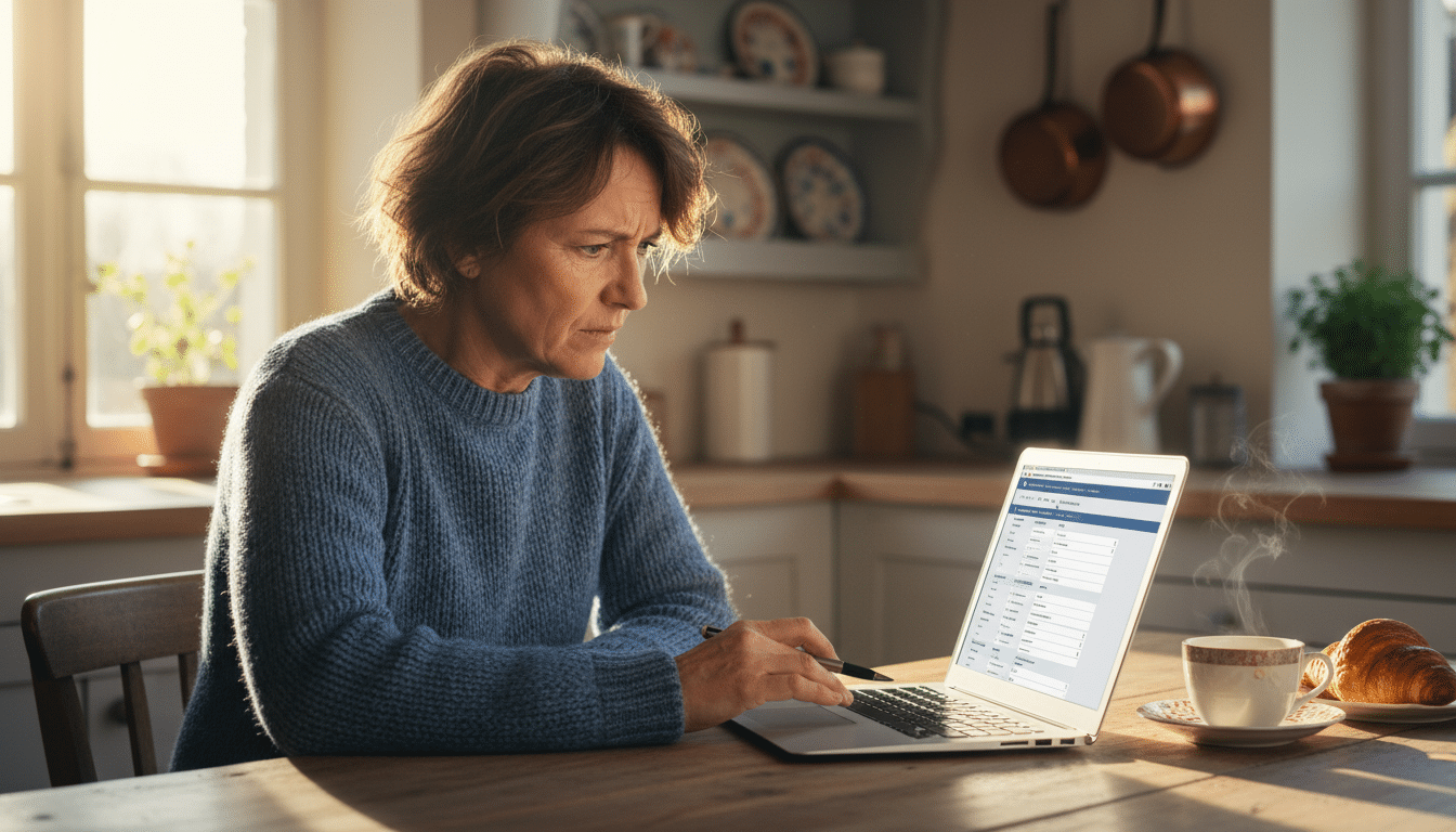 Contribuable remplissant sa déclaration d'impôts en ligne