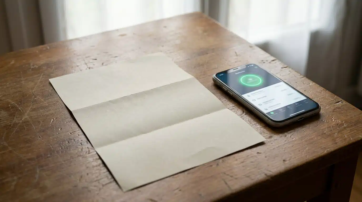 Avis d'imposition posé sur un bureau à côté d'un smartphone