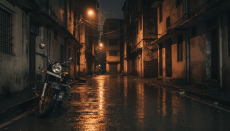 Rue du quartier de Mankhurd à Mumbai la nuit
