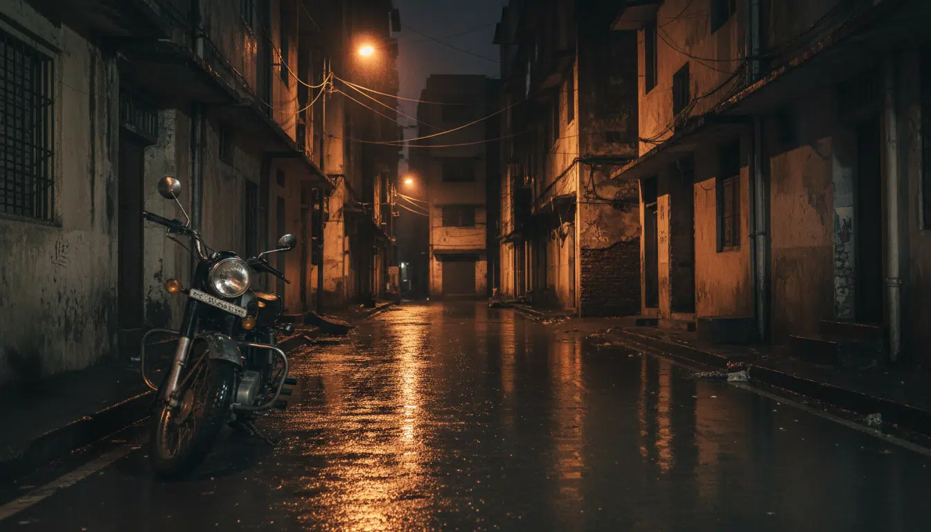 Rue du quartier de Mankhurd à Mumbai la nuit