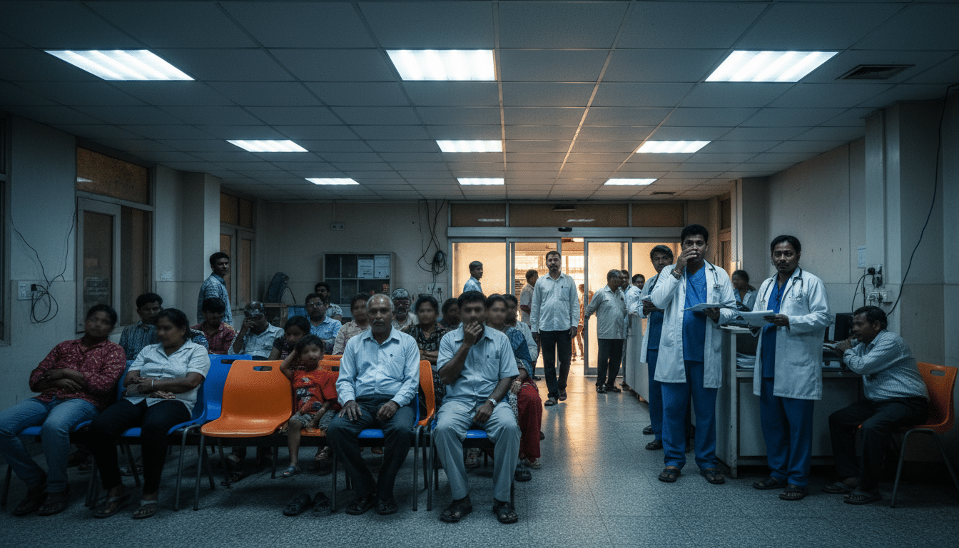 Salle d'attente des urgences d'un hôpital à Mumbai
