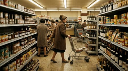 Intérieur d'un supermarché français dans les années 70