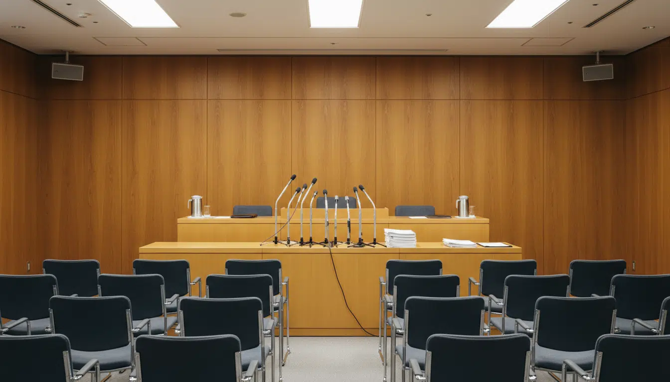 Salle de conférence de presse dans une mairie japonaise