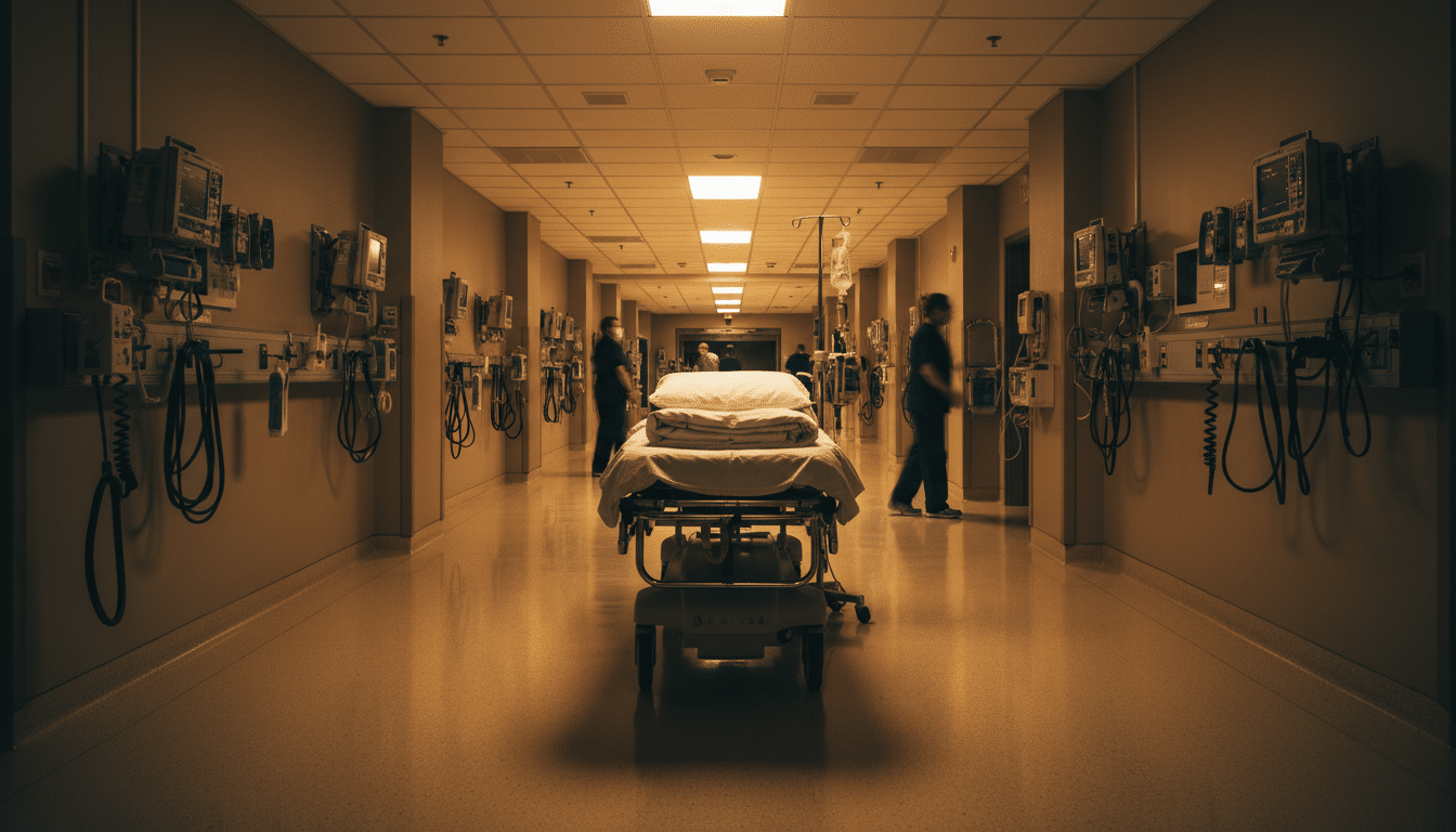 Couloir des urgences d'un hôpital la nuit