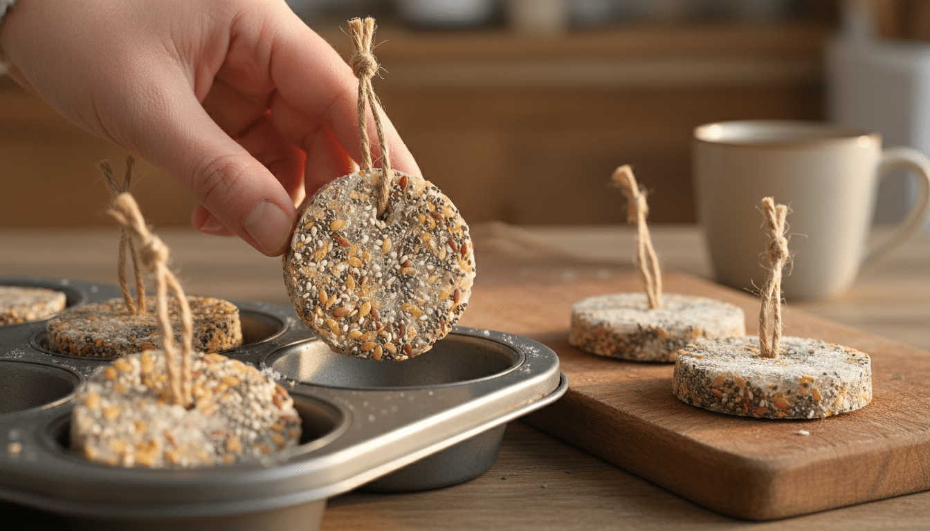 Blocs de graines glacés démoulés d'un moule à muffins