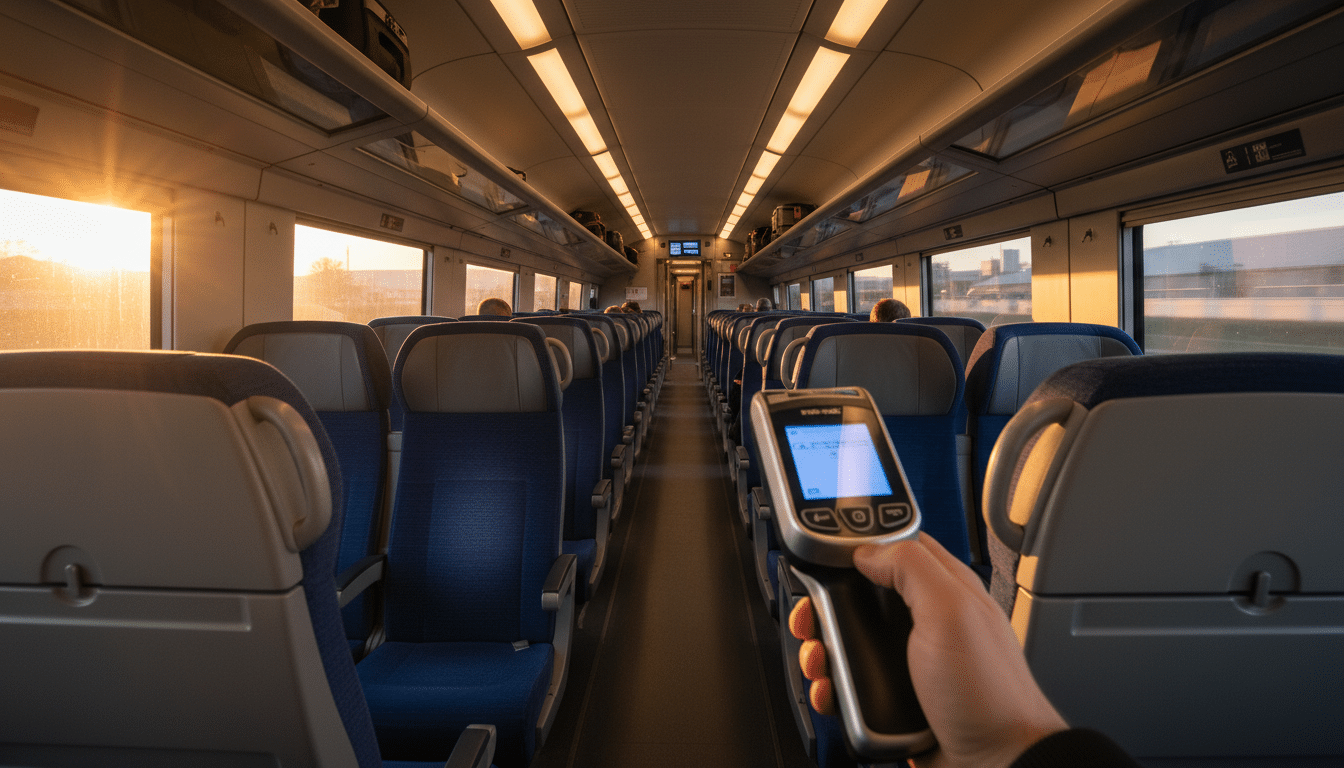 Intérieur d'un train TGV vu par un contrôleur