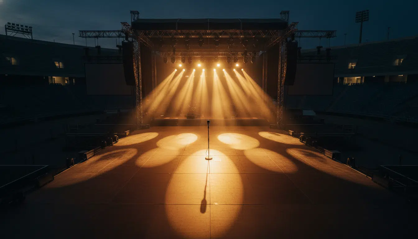 La scène du Stade de France prête pour le concert d'Aya Nakamura