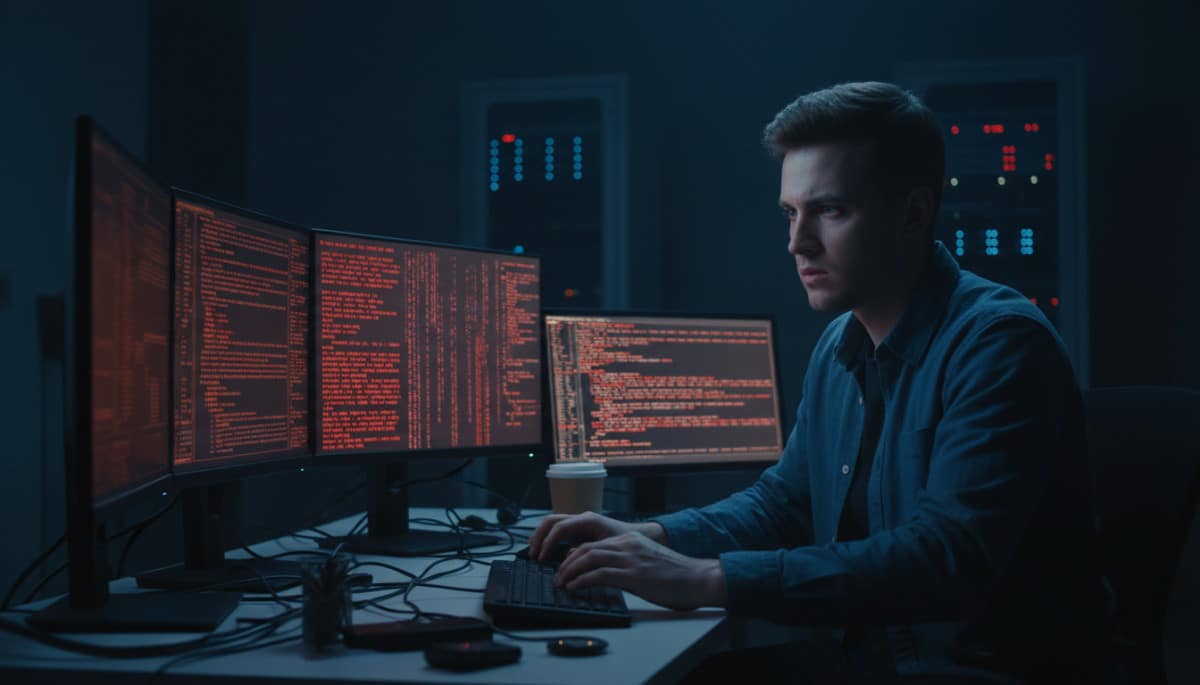 Jeune analyste cybersécurité face aux écrans d'alerte WannaCry