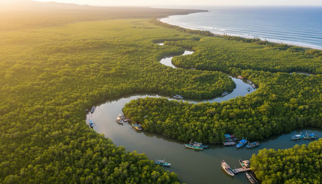 Mangroves du littoral Pacifique du Costa Rica vues du ciel