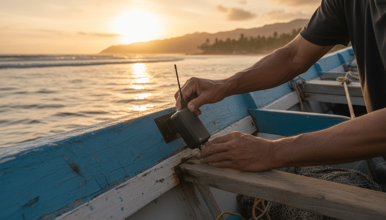 Balise GPS installée sur un bateau de pêche artisanal costaricien
