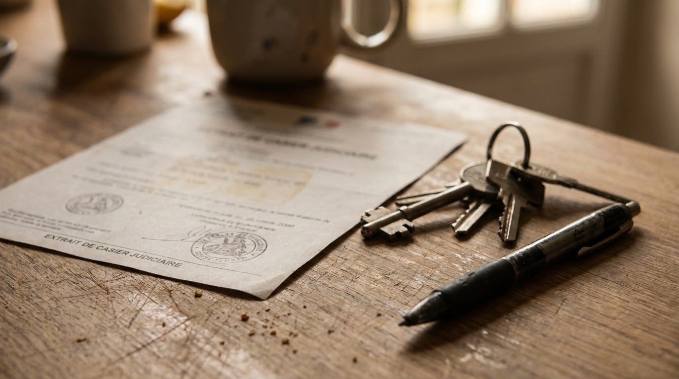 Document officiel et clés posés sur une table en bois