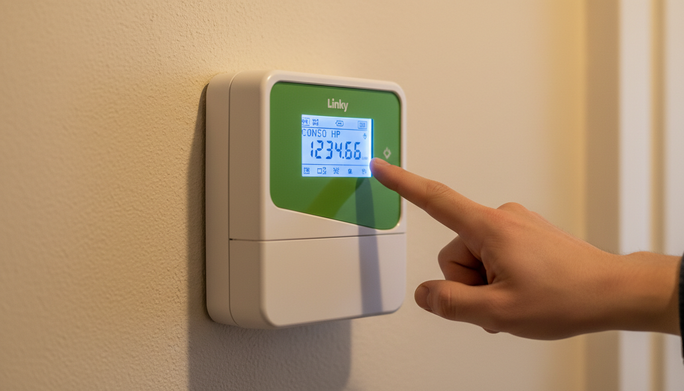 Compteur Linky affichant les données de consommation électrique