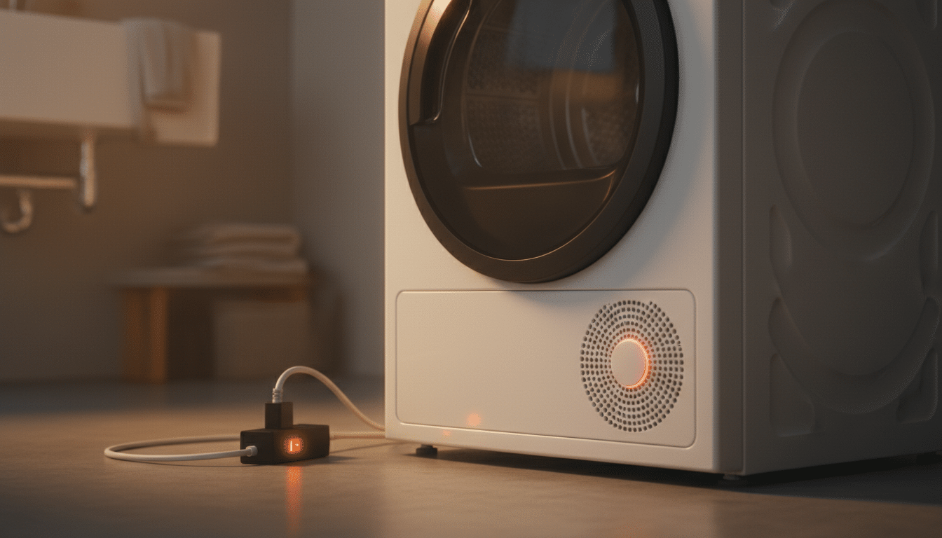 Sèche-linge en veille avec voyant lumineux allumé