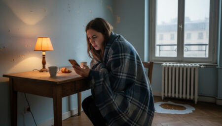 Locataire dans appartement froid face à chauffage en panne