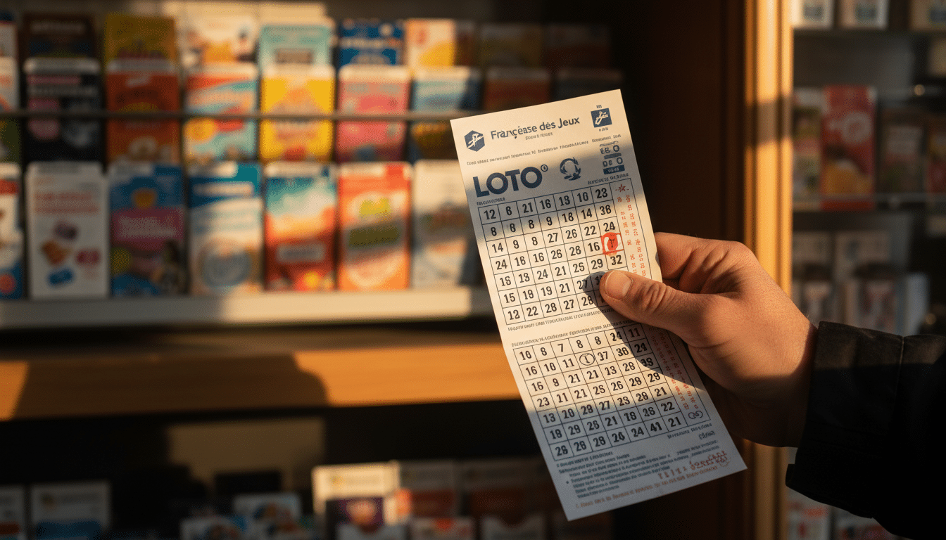 Main tenant un ticket de Loto FDJ