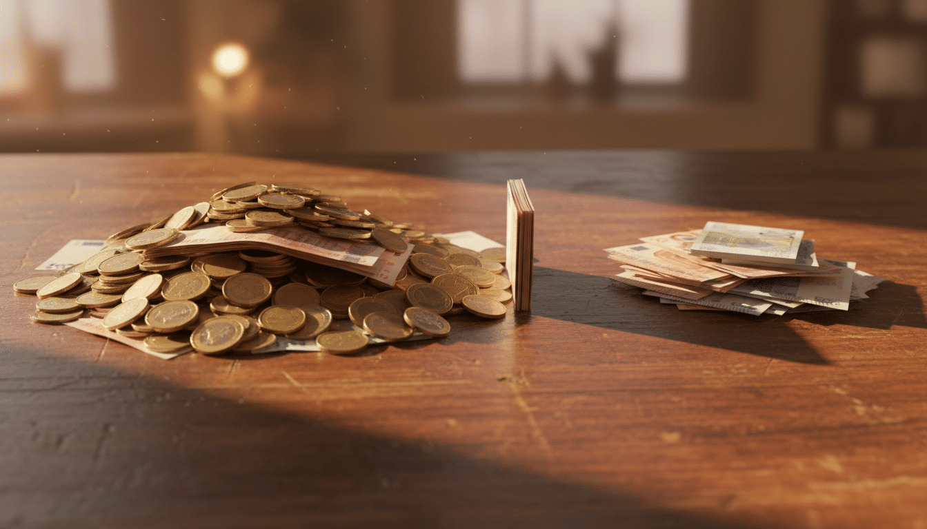Répartition des mises en euros sur une table
