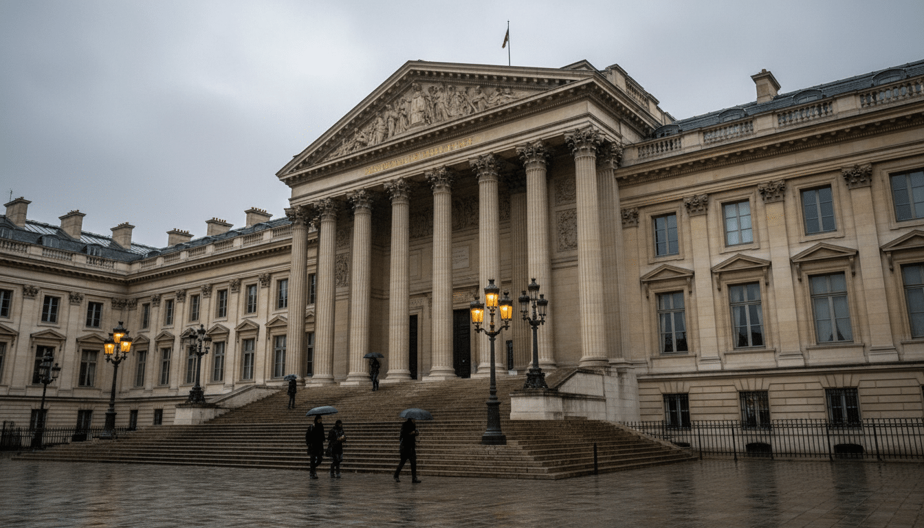 Façade du palais de justice de Paris un jour gris