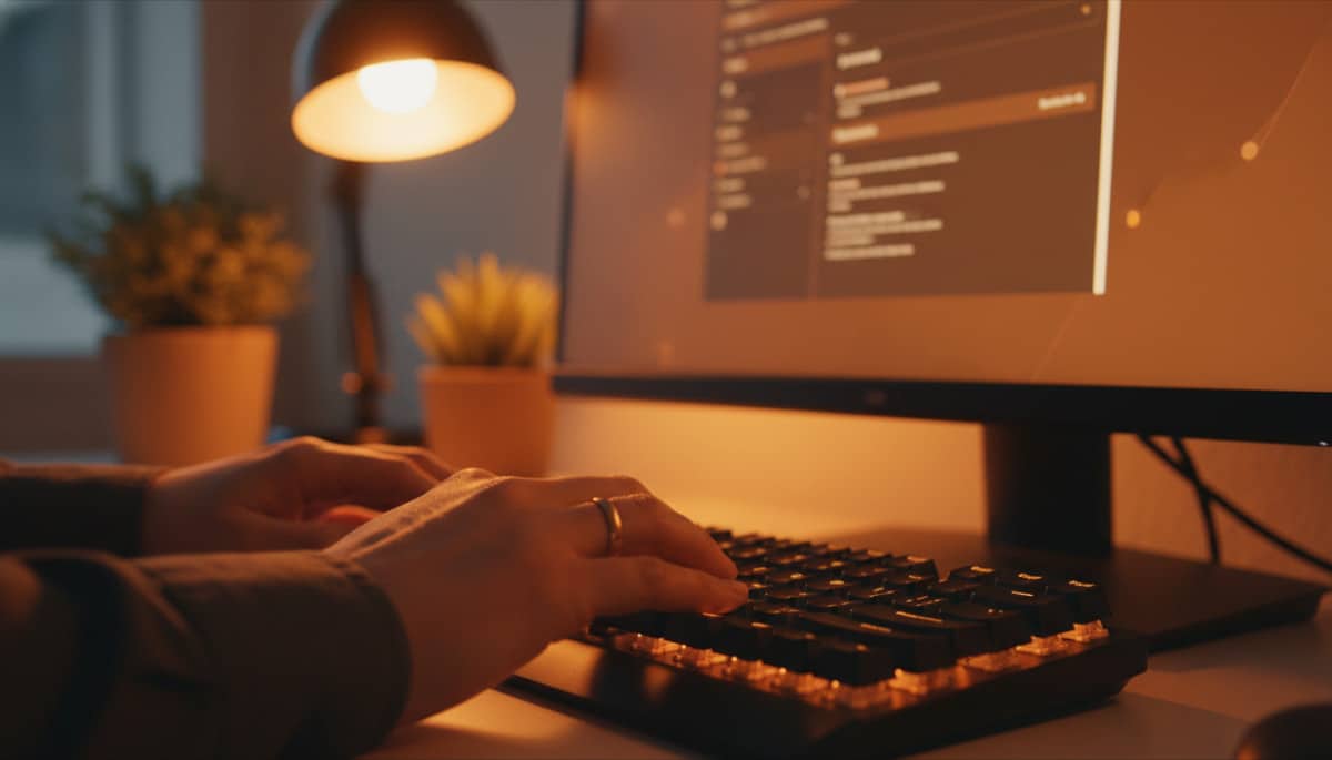 Main tapant sur clavier avec boîte mail ouverte
