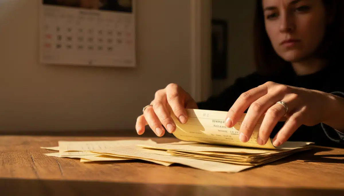 Mains feuilletant des quittances de loyer anciennes