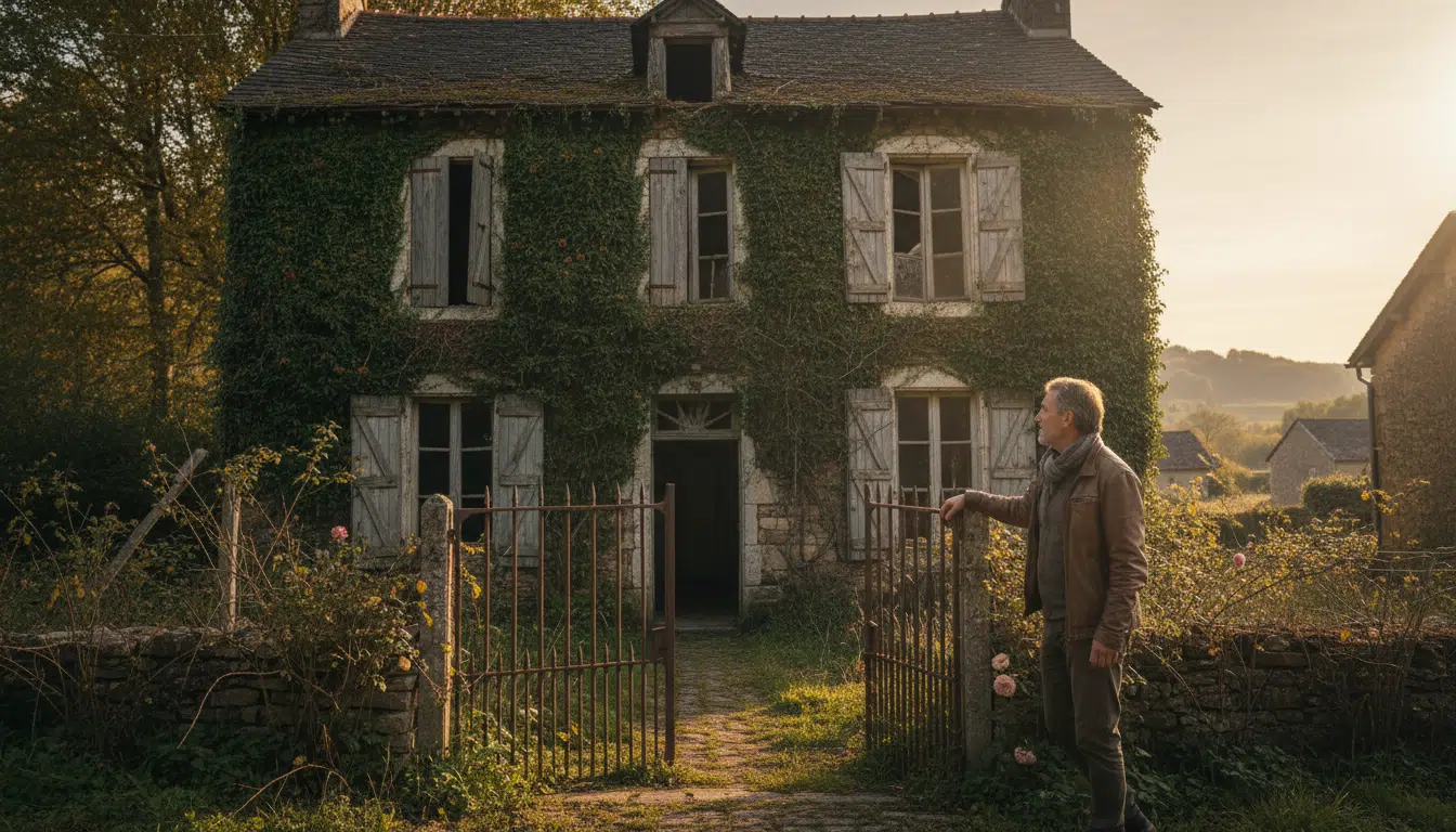 Maison abandonnée en pierre dans un village français