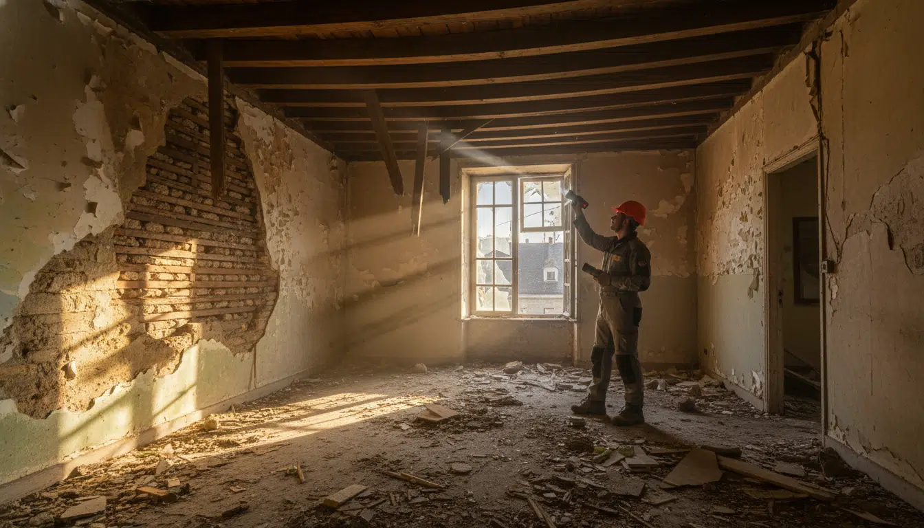Intérieur délabré d'un appartement abandonné en rénovation