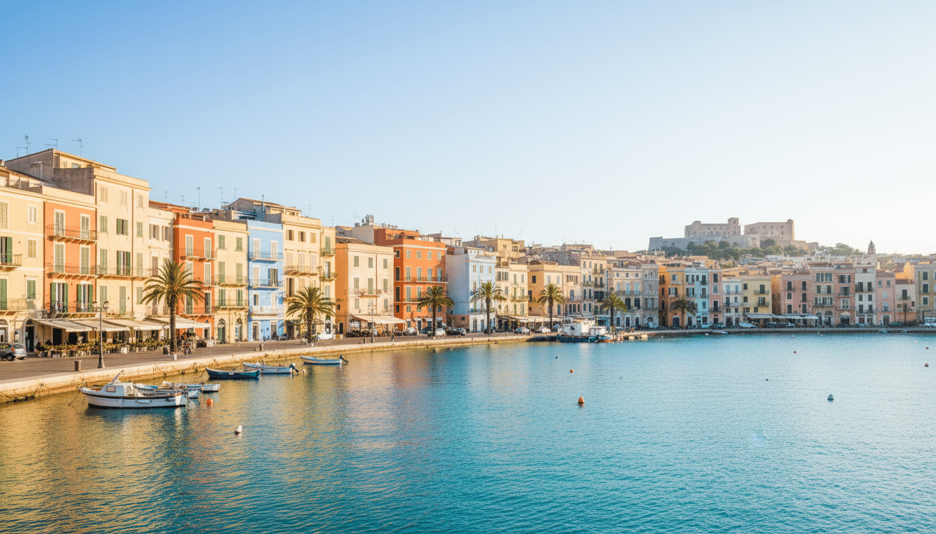 Le port de Cagliari en Sardaigne sous le soleil méditerranéen