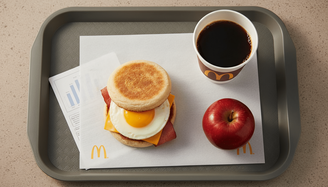 Plateau McDonald's avec Egg McMuffin pomme et café