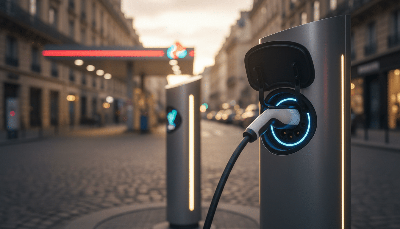 Borne de recharge pour voiture électrique en station-service