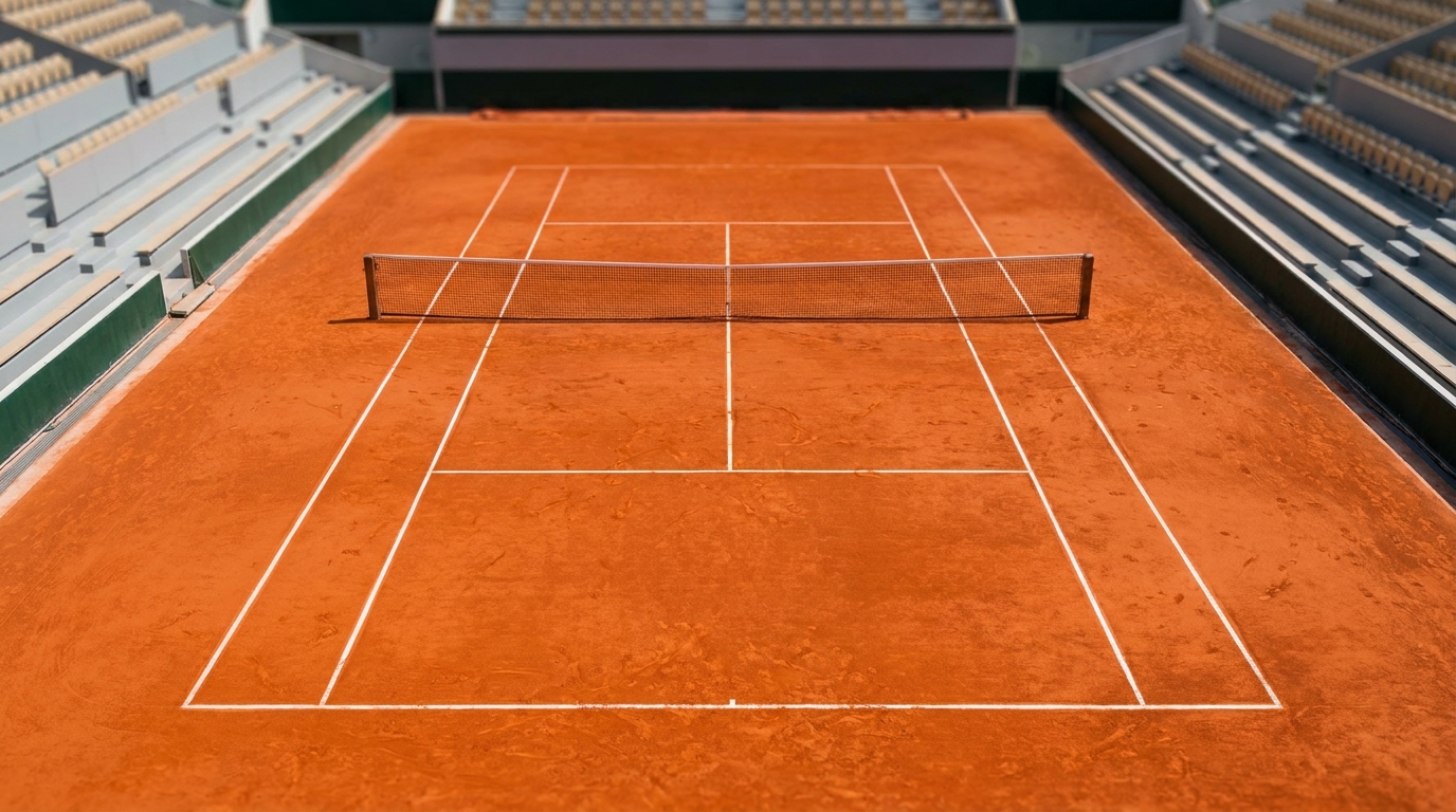 Court en terre battue de Roland-Garros vu du dessus