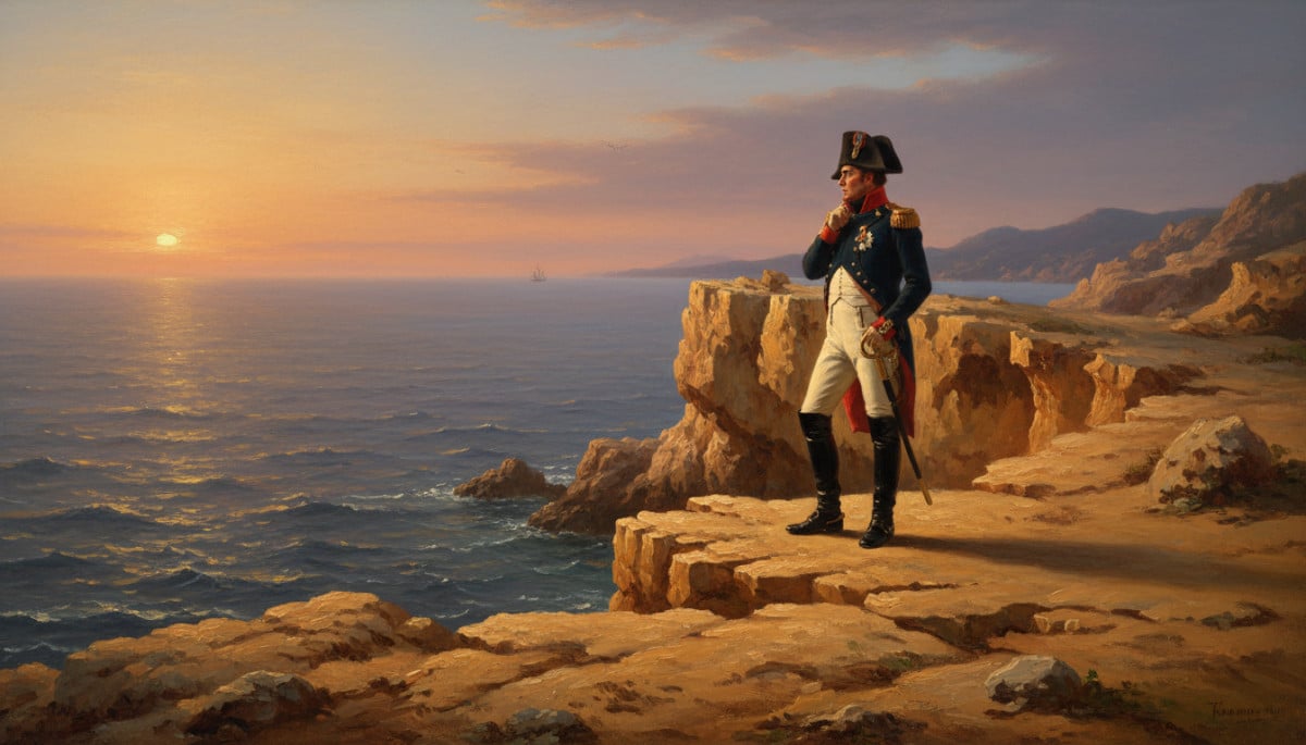 Napoléon exilé contemplant la mer depuis l'île d'Elbe