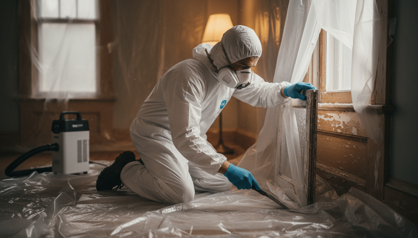 Protection complète pour décapage peinture au plomb fenêtre