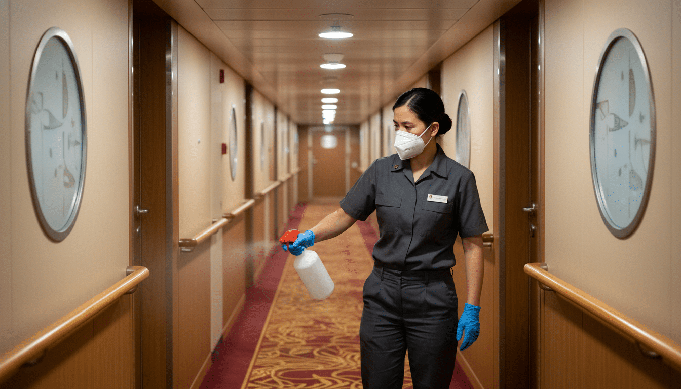 Désinfection des surfaces à bord d'un navire de croisière