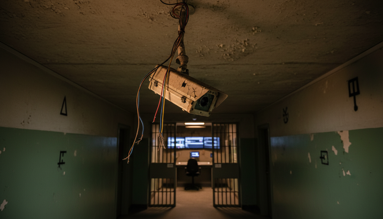 Caméra de surveillance en panne dans une prison