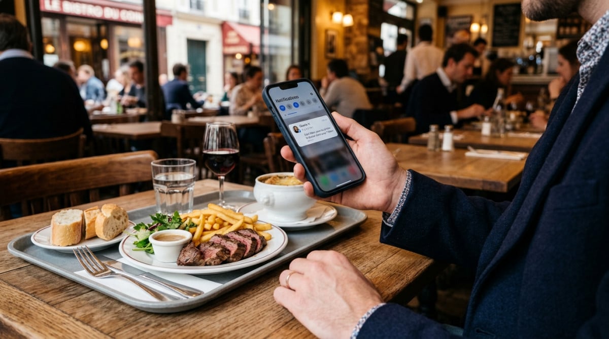 Notification professionnelle reçue pendant la pause repas
