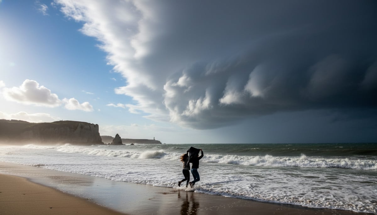 Nuages de tempête arrivant sur la côte atlantique française