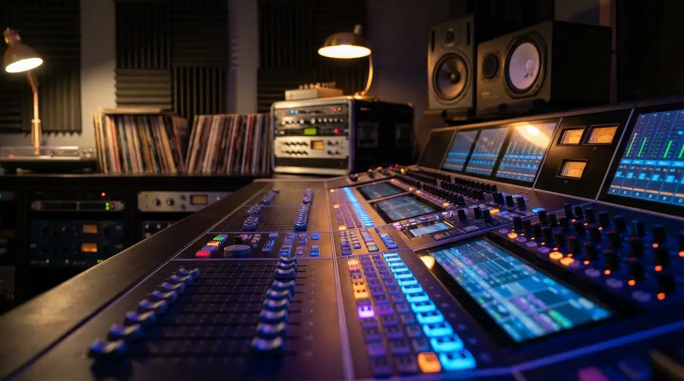 Console de mixage dans un studio de musique moderne
