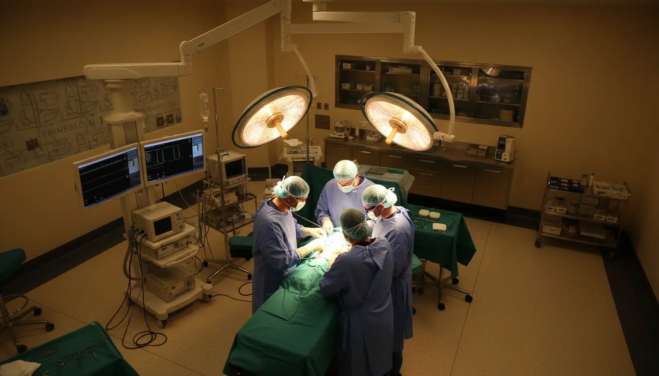 Équipe chirurgicale lors d'une opération à l'hôpital d'Édimbourg