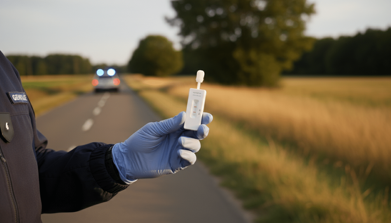 Test salivaire de dépistage lors d'un contrôle de gendarmerie