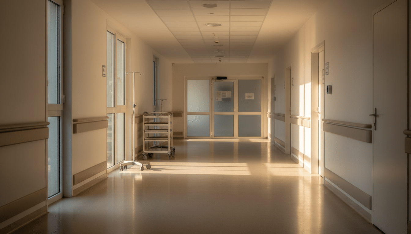 Couloir d'hôpital évoquant un contexte médical