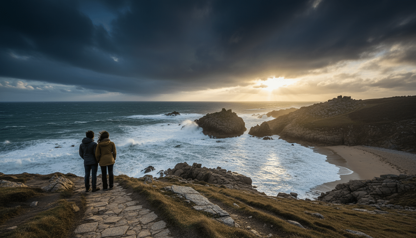 Nuages d'orage menaçants au-dessus de la côte bretonne