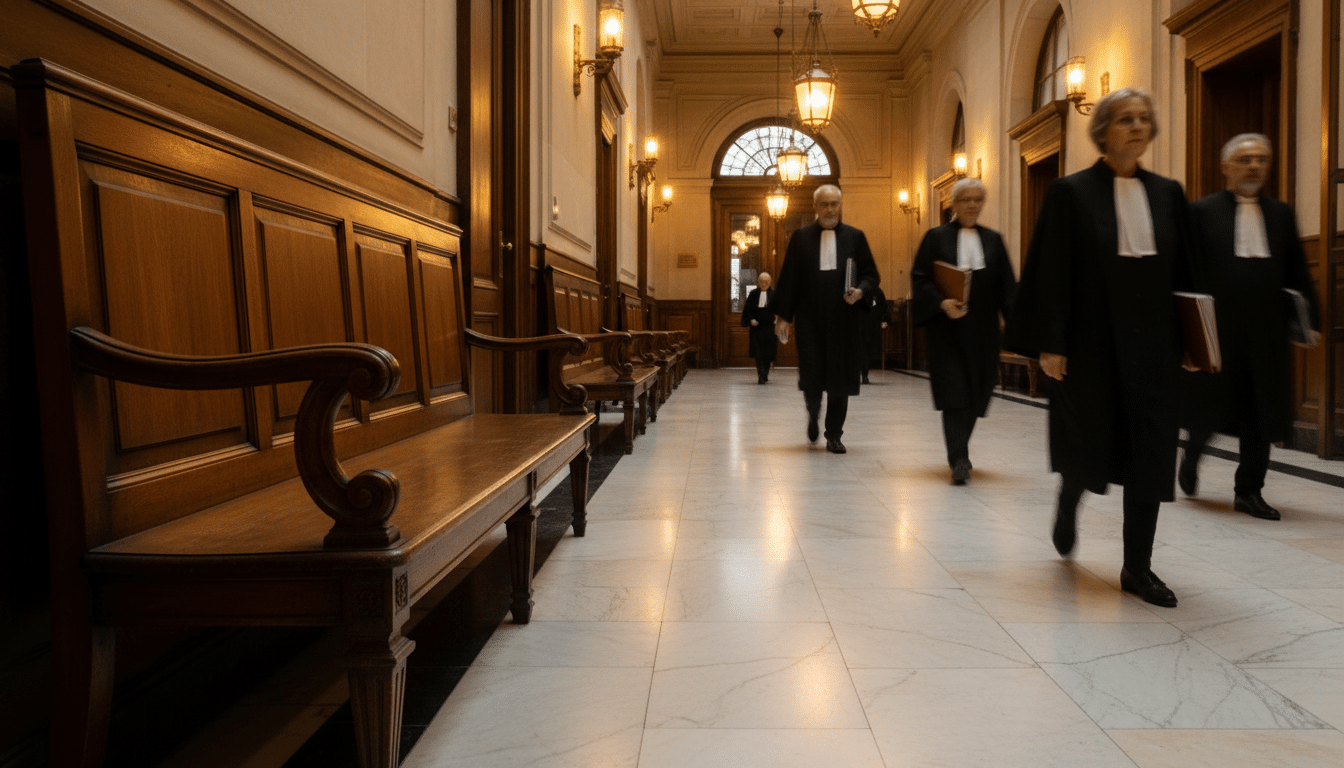 Couloir du tribunal de Bobigny lors d'une audience