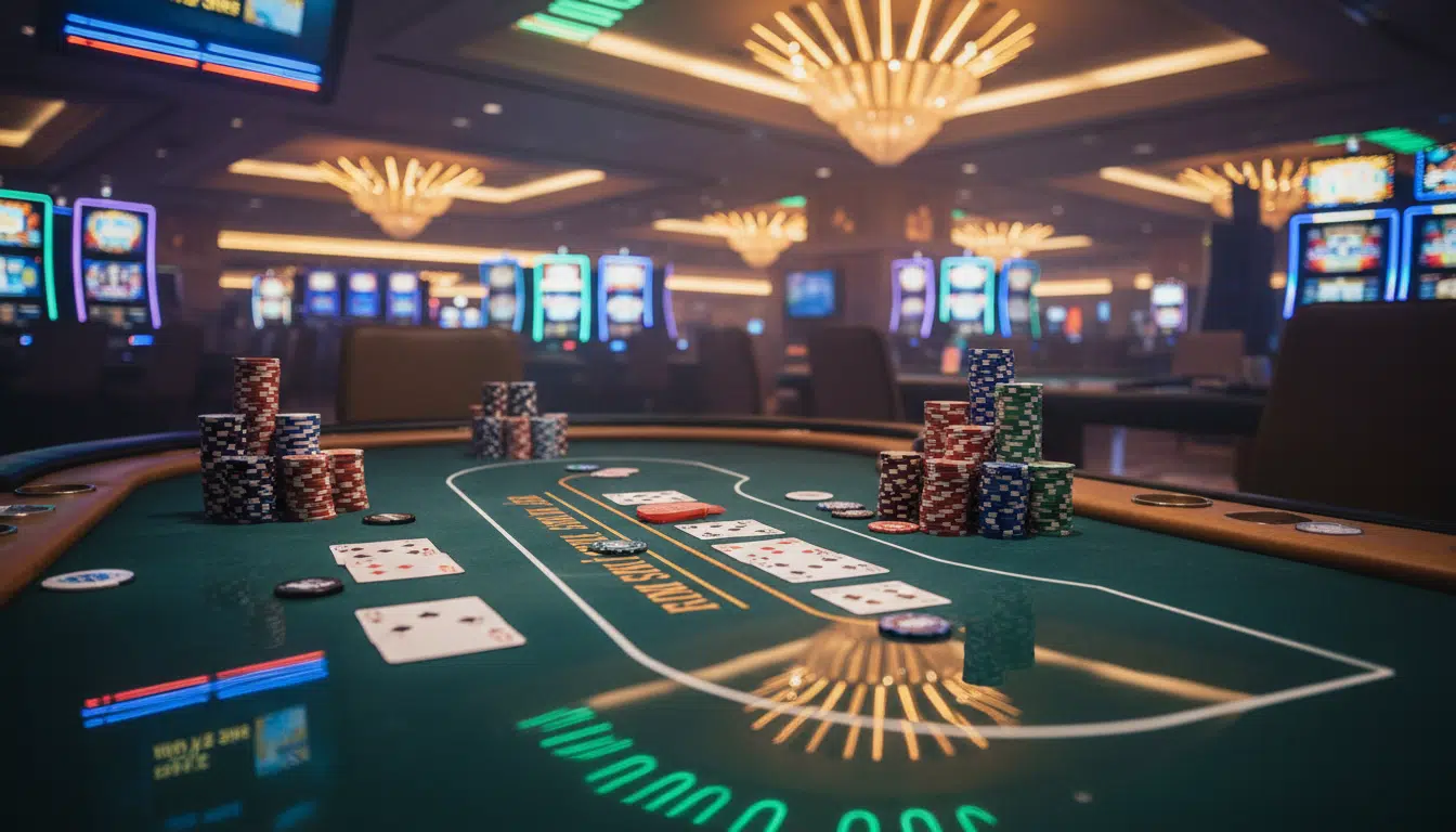 Table de poker dans un casino de Las Vegas lors d'un tournoi