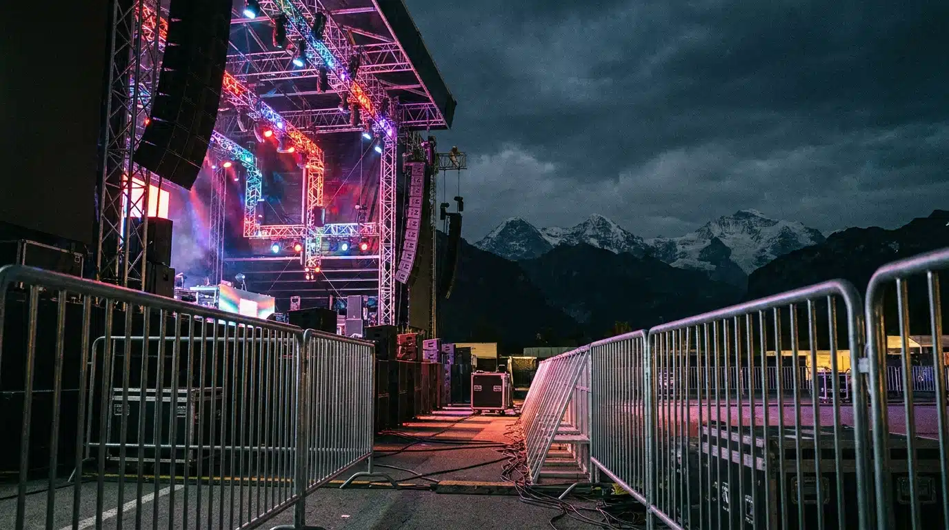 Scène vide d'un grand festival en plein air en Suisse