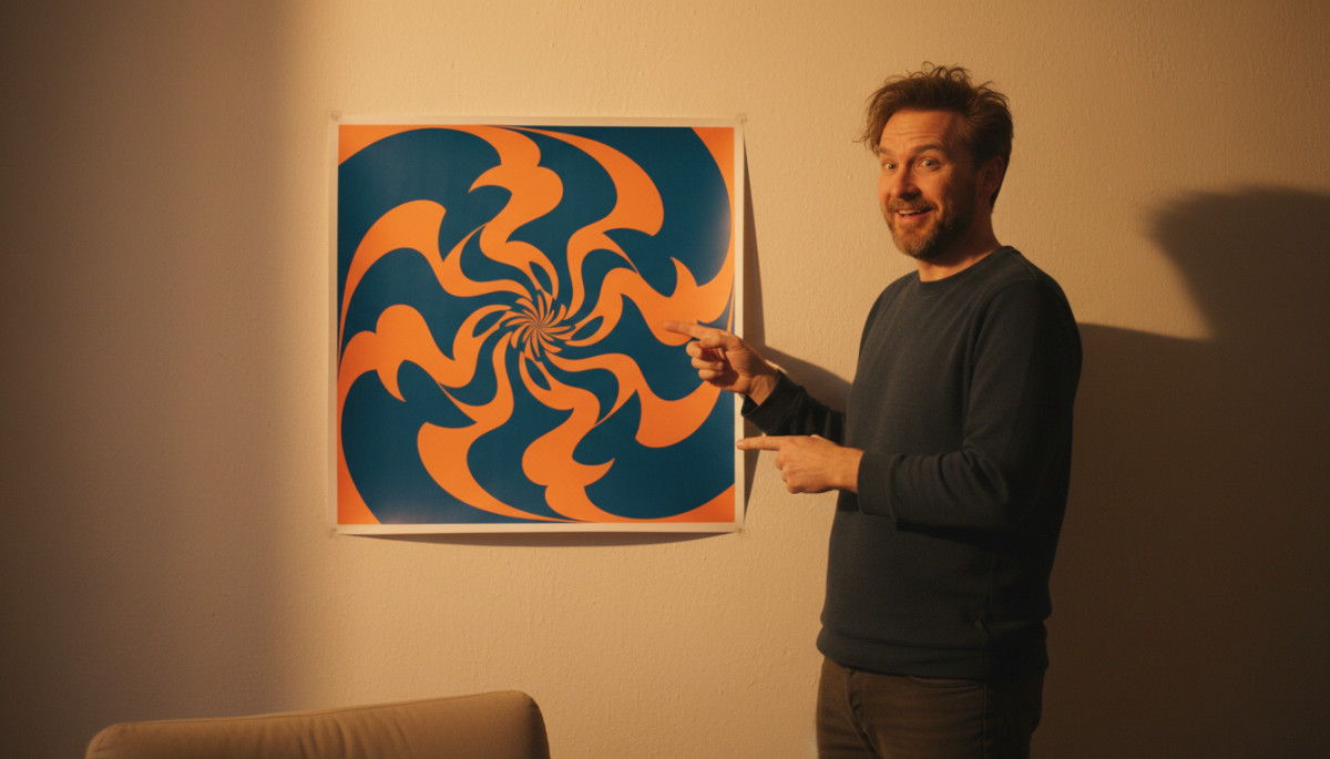 Personne observant une illusion optique de couleurs