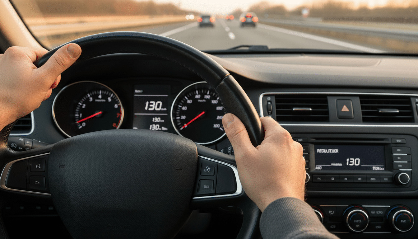 Conducteur utilisant le régulateur de vitesse sur autoroute